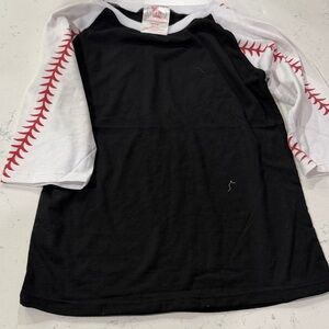 Kids Raglan Baseball Tee - Black and White